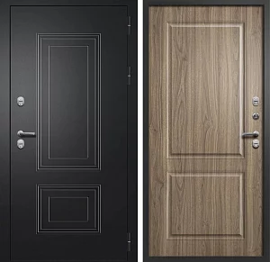 Дверь входная FlyDoors Шторм Термо с терморазрывом букле черный/орех пекан