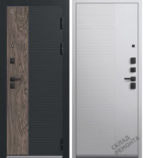 Фото Дверь входная Центурион C-112 (2026) без терморазрыва кварц черный/орех мокко/кашемир белый – купить в Красноярске: цена, описание, фото. Интернет-магазин. 1