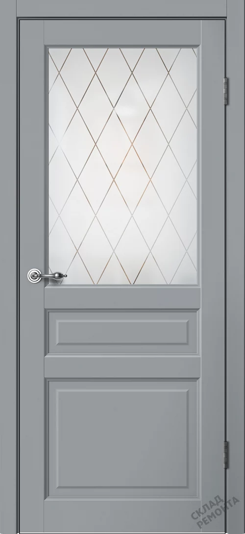 Фото Дверь FlyDoors Классик С03 серый, эмалит, матовое стекло – купить в Красноярске: цена, описание, фото. Интернет-магазин. 1