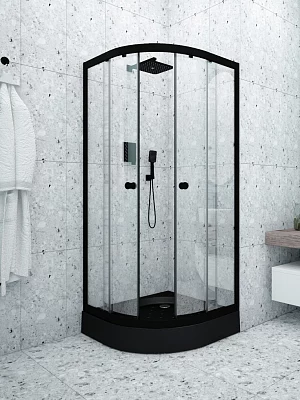 Душевое ограждение Метакам Classic Black (прозрачное), 195 см. стекло 4 мм 80*80
