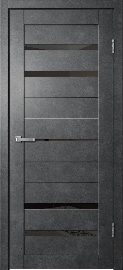 Фото Дверь FlyDoors Барн B03 бетон темный, ПВХ, черное стекло – купить в Красноярске: цена, описание, фото. Интернет-магазин. 1