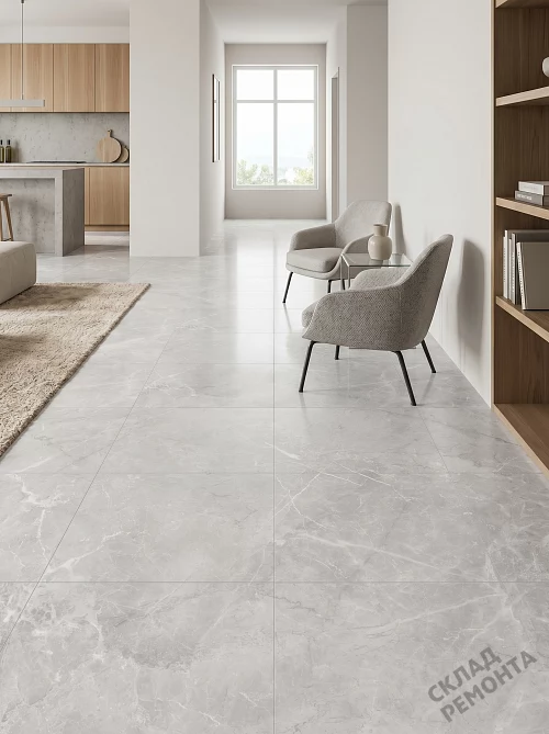 Фото Керамогранит лаппатированный Alma Ceramica Апарель GFU6060APL07L серый 600*600*9 – купить в Красноярске: цена, описание, фото. Интернет-магазин 1