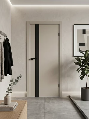 Дверь FlyDoors Тринити TR06 (алюм.кромка черная 4-х сторон.) айриш, ПЭТ, черное стекло