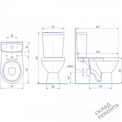 Фото Унитаз компакт напольный Rosa Рио (декор белый) купить в Красноярске: цена, описание, фото. Интернет-магазин 3