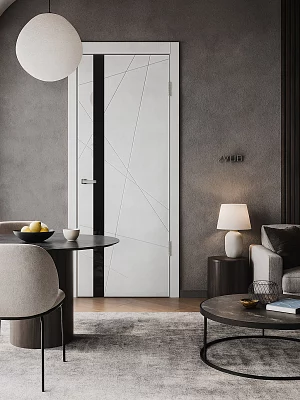 Дверь FlyDoors Лайн LN02 белый, ПВХ, черное стекло