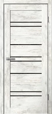 Дверь FlyDoors Барн B02 ель альпийская, ПВХ, черное стекло