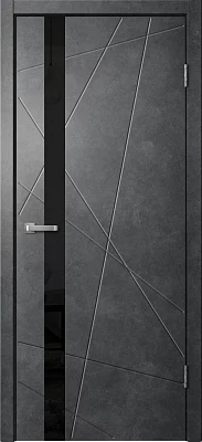 Дверь FlyDoors Лайн LN02 бетон темный, ПВХ, черное стекло