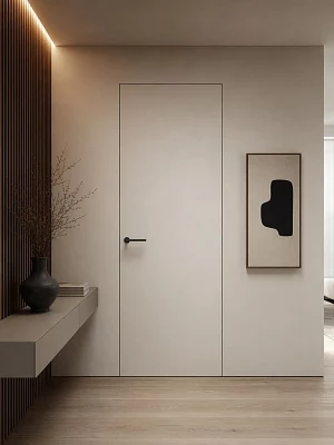 Скрытая дверь AxelDoors Invisible Reverse обрат.откр.(алюм кр черн с 4х), под покраску, без стекла