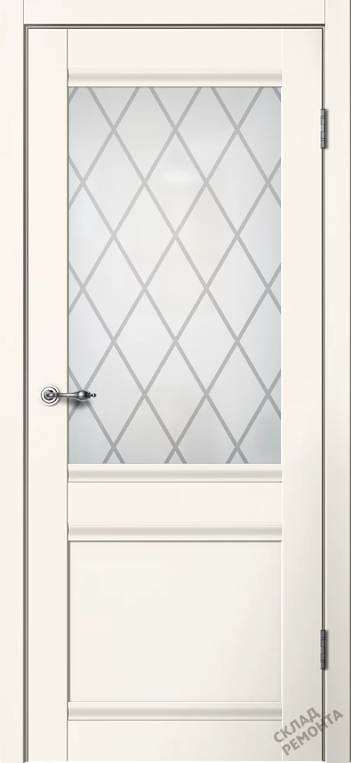 Фото Дверь FlyDoors Классик С01 ваниль, эмалит, матовое стекло – купить в Красноярске: цена, описание, фото. Интернет-магазин. 1