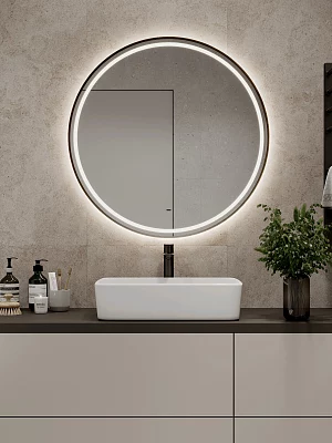Зеркало подвесное Континент Tior Black Led 90 (ЗЛП5184) с подсветкой, черный
