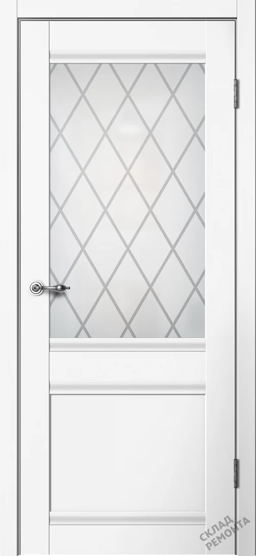 Фото Дверь FlyDoors Классик С01 белый, эмалит, матовое стекло – купить в Красноярске: цена, описание, фото. Интернет-магазин. 1