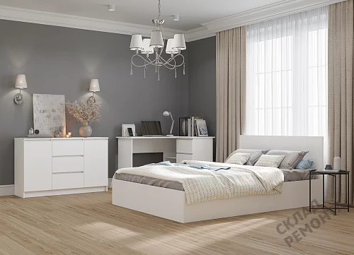 Фото Кровать двуспальная ДСВ Мори КРМ 1200.1/1 белый – купить в Красноярске: цена, описание, фото. Интернет-магазин 4