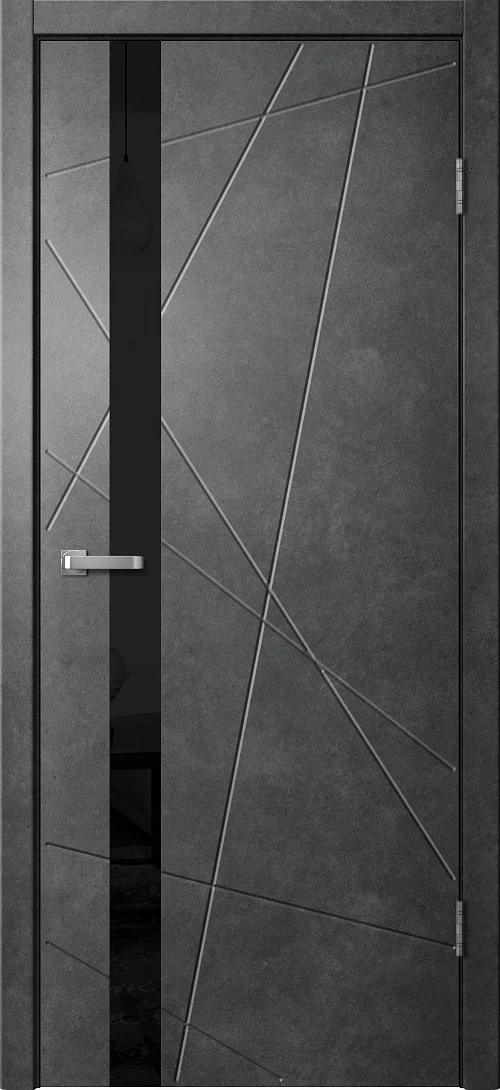 Фото Дверь FlyDoors Лайн LN02 бетон темный, ПВХ, черное стекло – купить в Красноярске: цена, описание, фото. Интернет-магазин. 1