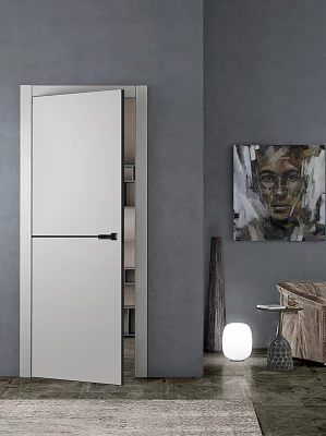 Дверь FlyDoors Аура Ф FN32 (АБС-кромка черн. х 4 ст.) эмалит белый, эмалит, без стекла