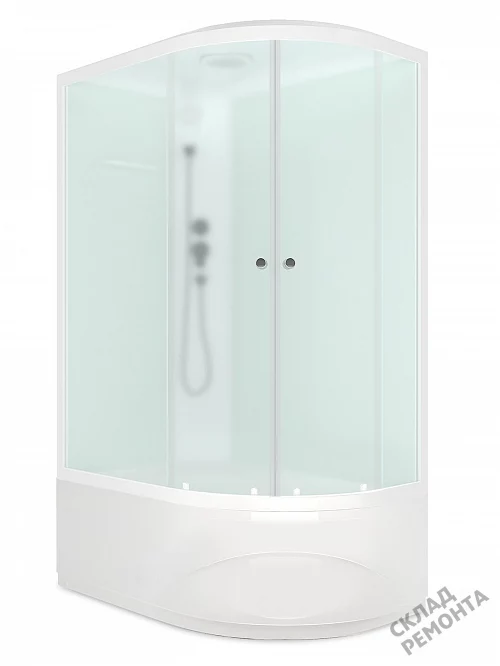 Фото Душевая кабина Domani-SPA Delight Slim 128 highL satin (DS01DS128LHWM00) высокий поддон асимметричная 120*80 купить в Красноярске: цена, описание, фото. Интернет-магазин 1