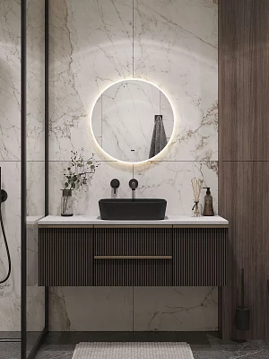 Зеркало подвесное Континент Ovoli Ember LED 60*60 БК ХП (ЗЛП4903) с подсветкой, белый