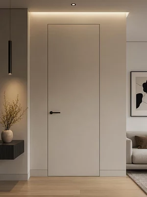 Скрытая дверь AxelDoors Invisible Reverse обратн.откр.(алюм кр хром с 4х), под покраску, без стекла