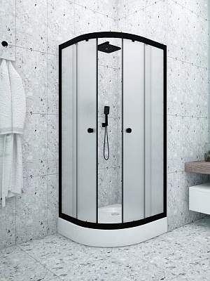 Душевое ограждение Метакам Classic Black (матовое), 195 см. стекло 4 мм 80*80